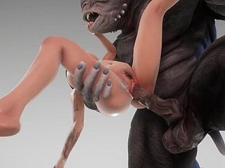 Cute girl mates nigh transmitted to Monster  Big Cock Monster  3D Porn Lewd Hop